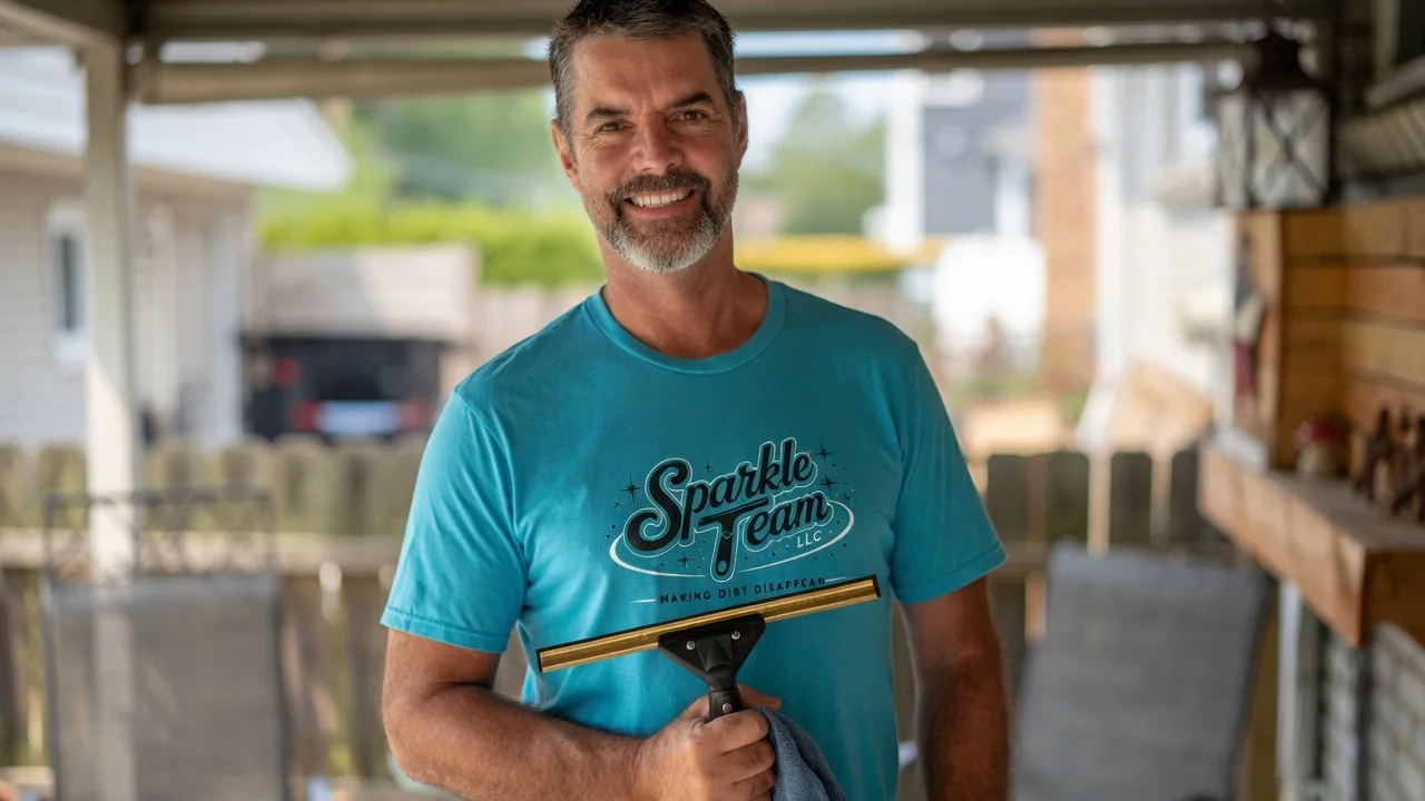 Andy Erwin of Sparkle Team ready for a residential window cleaning visit in Royal Oak