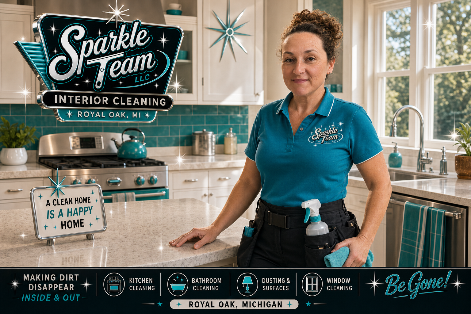 Sparkle Team house cleaning in a kitchen