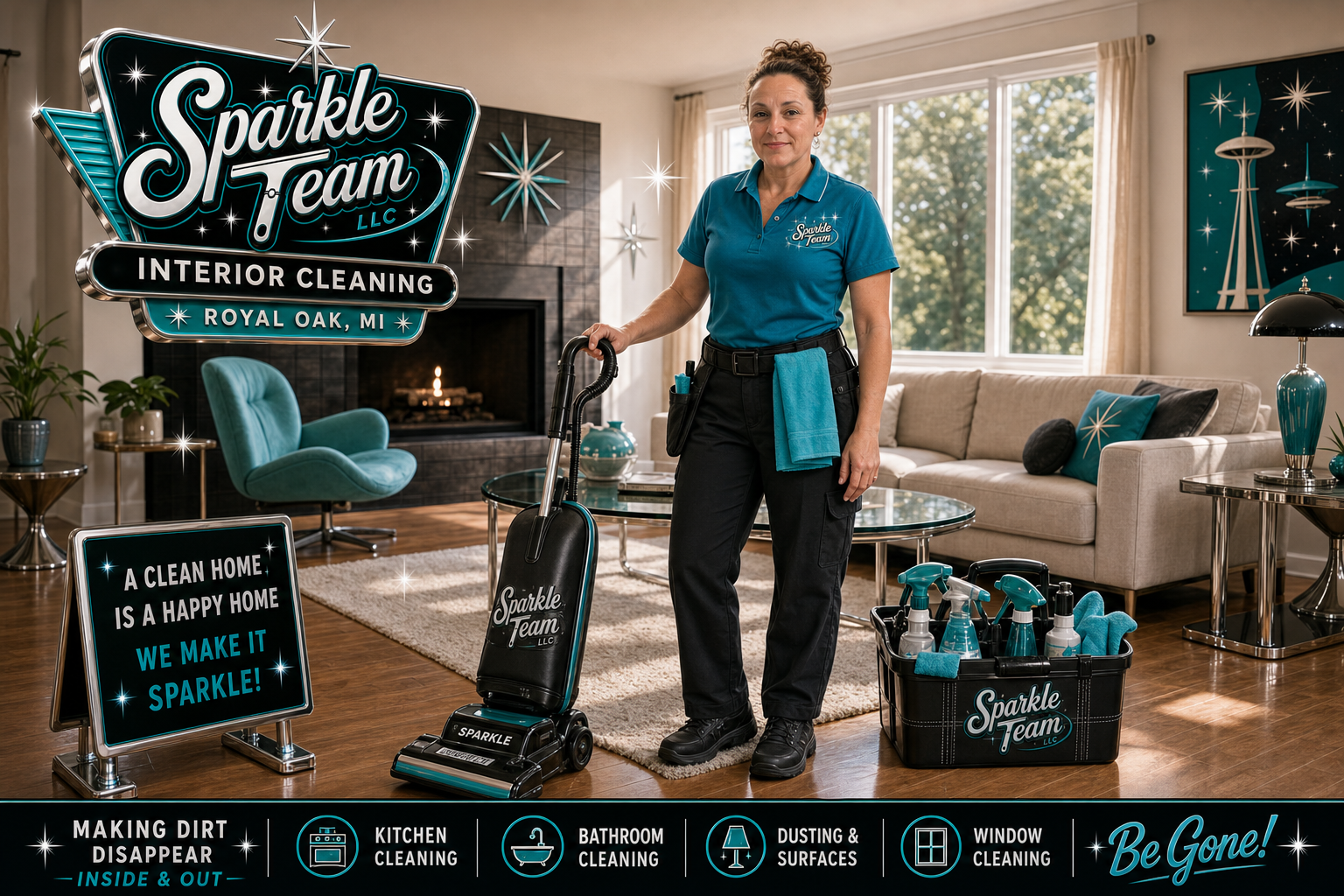 Sparkle Team LLC house cleaning in a Royal Oak living room