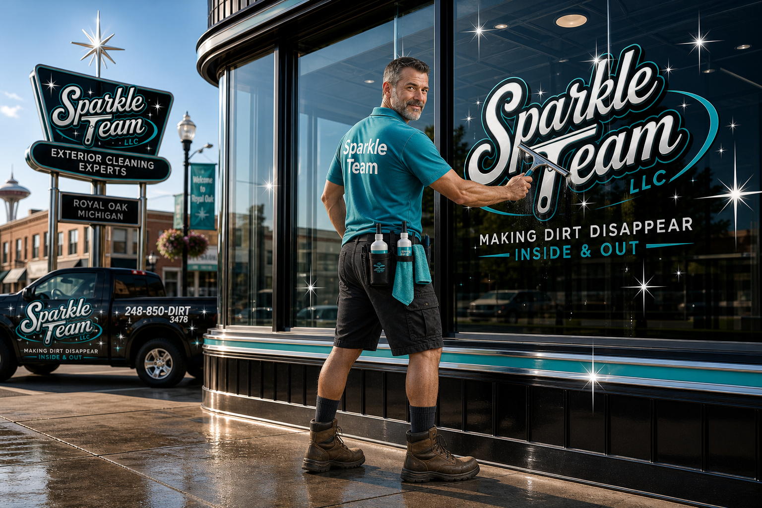 Sparkle Team window cleaning storefront glass